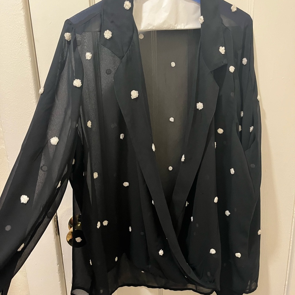 INC Black Polka Dot Blouse